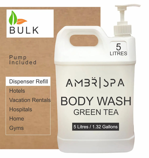 Bulk Body Wash AMBR gallon 5 litres AMBR 1 per case Hotel Supplies Canada by Custom Amenities Inc