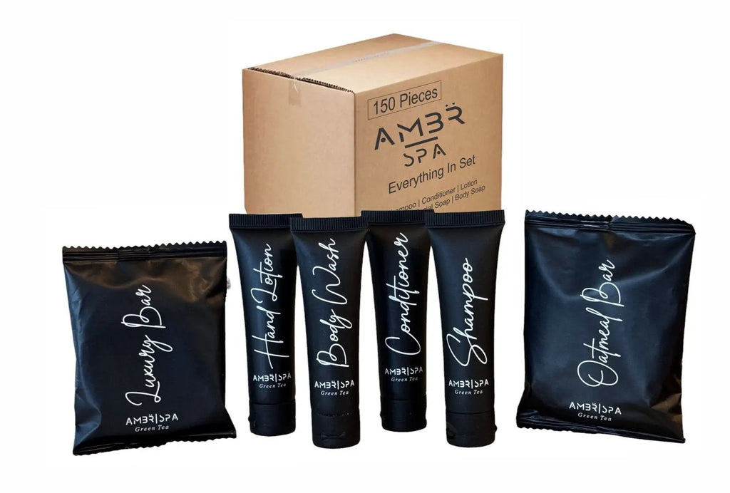 Vacation Rental Soap AMBR 25 of Each (150 Items Total) - Branded Amenities by Custom Amenities Inc.